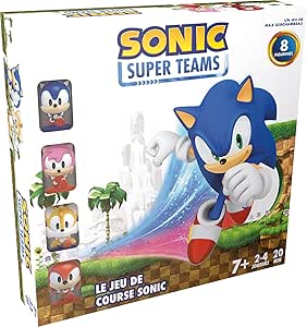 Asmodee - SONIC SUPER TEAMS - Jeu Officiel Sega - Jeu de Course avec Sonic le Hérisson Supersonique - Jeu de Société Famille & Enfants dès 7 Ans - 2 à 4 Joueurs - 20 Min - Version Française