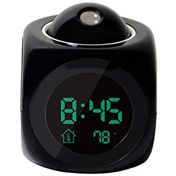 Projection Alarm Clock, Digital LCD Voice Talking Function, Alarm/Snooze/Temperature Display,LED Wall/Ceiling Projection with Different Time Modes 12hr/24hr By Teepao