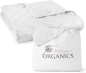 Whisper Organics 100% GOTS-Certified Organic Cotton Comforter King Size – 240 GSM Lightweight Down Comforter 300 Thread Count (104x92 Inch, White)