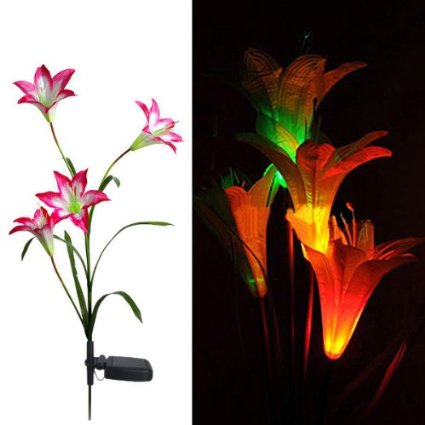MaxSale Solar LED Lily Flower Light Color Changing Energy Saving LED Lamp