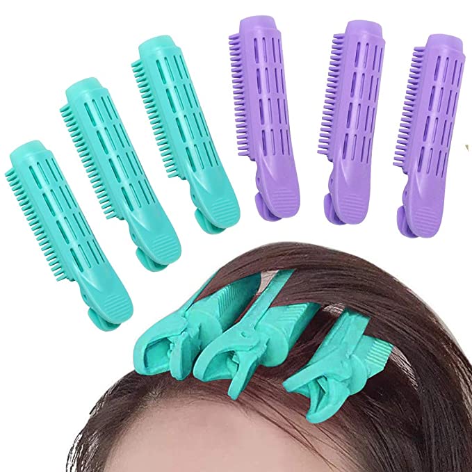 Yoaokiy Volumizing Hair Root Clip - 6 Pcs Natural Fluffy Hair Curlers Rollers Clips - DIY Fluffy Clamps Rollers Hair Styling Tool - Self Grip Volume Hair Root Clip for Women (Blue & Purple)
