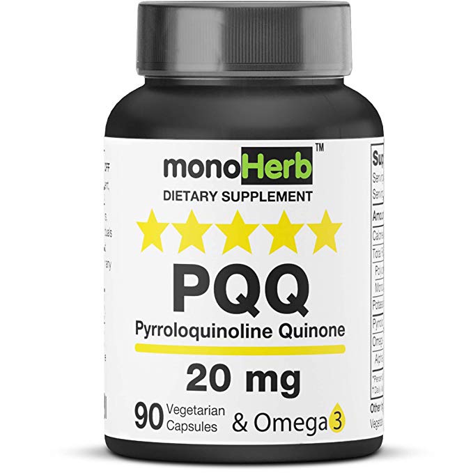 PQQ 20 mg - BioPQQ Supplement, Pyrroloquinoline Quinone, 90 caps with Omega 3