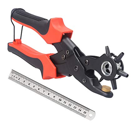 LEADSTAR Belt Hole Puncher Heavy Duty Punch Pliers for Leather Belts and Watch Straps (Red)