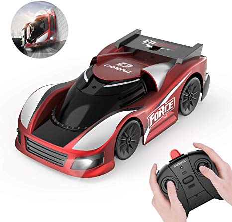 DEERC Remote Control Car with Wall Climbing RC Car with Dual Mode,Low Power Protection,360°Rotating Stunt,Rechargeable High Speed Mini Toy Vehicles with LED Lights,Gifts for Boys Girls Kids,Color Red