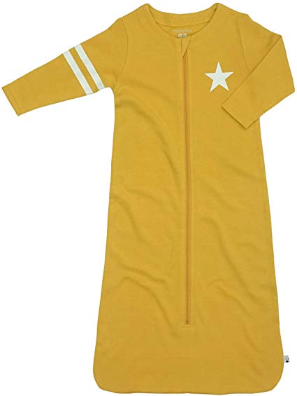 Babysoy Long Sleeve Star Sleep Sack Wearable Blanket (Mustard, 6-12 Months)