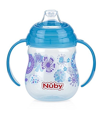 Nuby Designer Series No-Spill Clik-It Grip n' Sip Soft Flex Spout Cup, 9 oz. Aqua