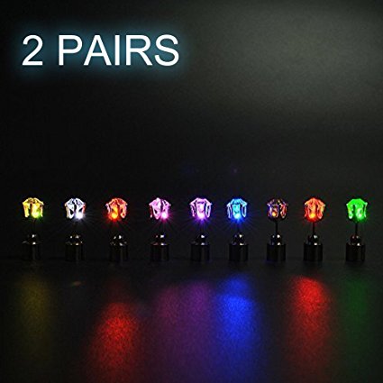 LED Light Up Earrings Color Changing Easter Gifts for Kid, AYAMAYA 2 Pairs Changing Color Christmas Light up LED Earrings Studs Flashing Blinking Dance Party for Men/Women/Him/Her/Girlfriend/Boyfriend