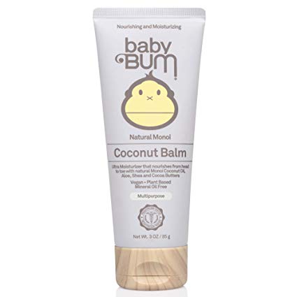 Baby Bum Natural Monoi Coconut Balm- 100% Natural Coconut Oil - Sensitive Skin Safe - Travel Size - 3 oz Tube