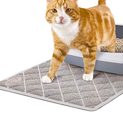 Pet Union Jumbo Cat Litter Mat, 89 x 58 cm, Fashionable Design, Phthalate Free, Captures and Traps Litter, Slip-Resistant, Soft on Paws, Premium Comfort for Your Furry Friend! (Light Grey)