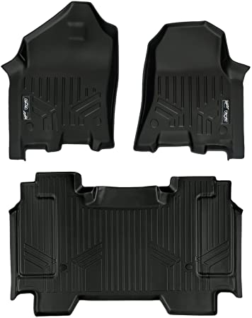 SMARTLINER Custom Fit Floor Mats 2 Row Liner Set Black for 2019 Ram 1500 Crew Cab with 1st Row Captain or Bench Seats