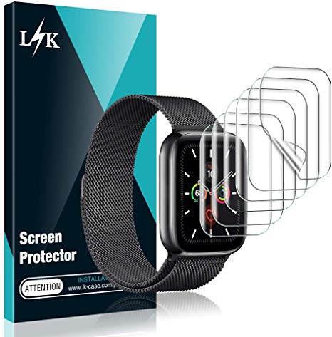 [6 Pack] L K Screen Protector for Apple Watch Series 5 44mm, [Full Coverage] [Self Healing] Anti-Bubble for iWatch 5 Flexible TPU HD Clear Film, Lifetime Replacement Warranty