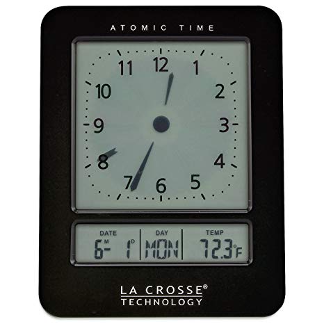 La Crosse Technology 617-1392B Atomic Digital Analog-Style Alarm Clock, Black