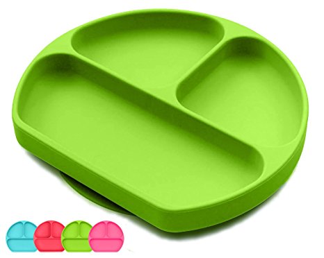Suction Plates For Toddlers, Babies, Silicone Placemats For Kids Stick, Fits To Most High Chair Tray And Tabel, Baby Dishes - Kids Plates   Bowls - Green