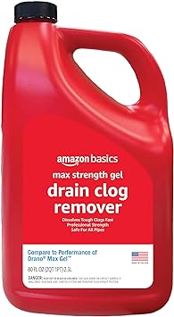 Amazon Basics Max Strength Gel Drain Clog Remover and Cleaner, 80 Fl Oz, Pack of 1
