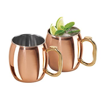 Oggi Moscow Mule Copper Plated Mugs (Set of 2), 20-Ounce