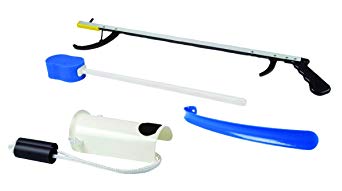 FabLife Multiple Tool Hip Kit Daily Living Aid for Hip, Knee, and Back Rehabilitation, Including: 32" Reacher, Contoured Sponge, Formed Sock Aid and 18" Plastic Shoehorn