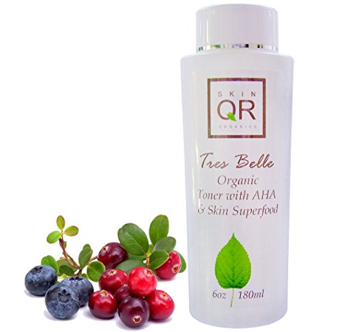 Tres Belle Organic Brightening Toner with AHA & Skin Superfood, 6oz