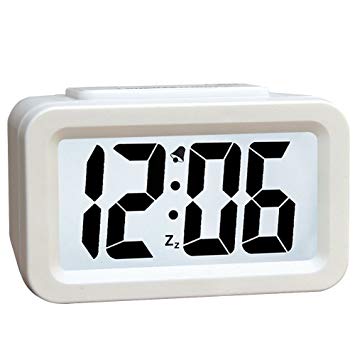 HENSE Smart Large LCD Digital Display Mute Luminous Alarm Clock With Snooze, Night Light, And Adjustable Light Function, Simple Setting, Progressive Alarm, Batteries Powered, Operated For Travel ,Office and Home Bedside Alarm Clock HA35 (White)