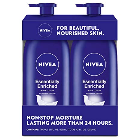 NIVEA Essentially Enriched Body Lotion,Hydra IQ Plus, 2 Bottles [Each 21 Fl Oz]