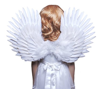FashionWings (TM) Children's White Feather Angel Wings Duo Use Pointing up or Down