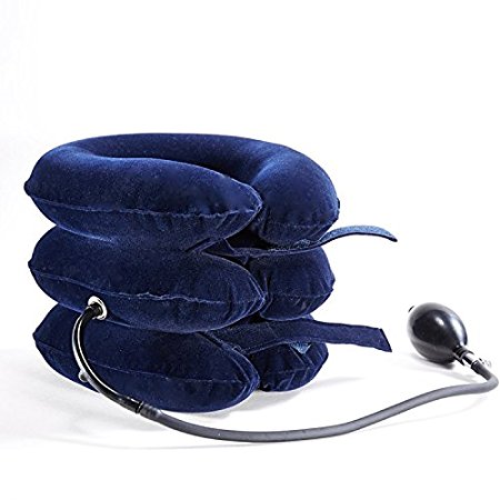 Cervical Spine Neck Traction Device, Inflatable Neck Brace, Neck Collar Support For Pain Relief, What The Doctor Recommends By Lovely Home (dark blue)