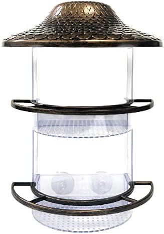 Skyline Multi-Level Window Bird Feeder with 2 Perch Rails and 2 Seed Trays, Mounts on Any Window - Clear See-Through for Up-Close Birdwatching, Expandable to Extra Tiers