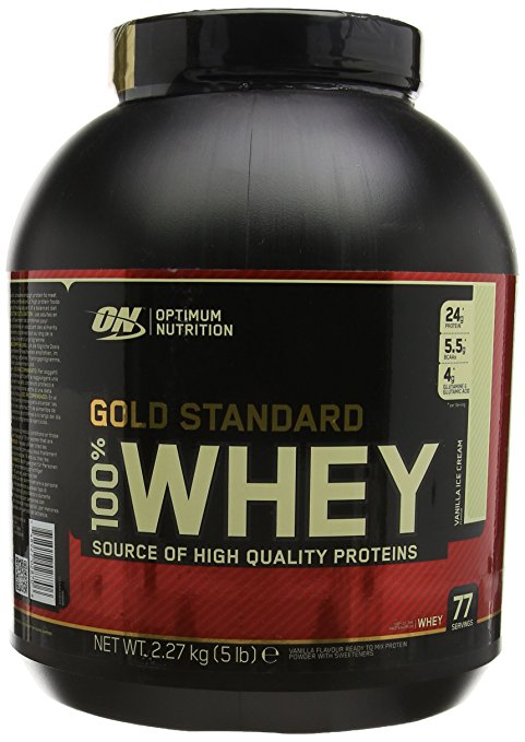 Optimum Nutrition Gold Standard 100% Whey Protein Powder - 2.27 kg, Vanilla Ice Cream