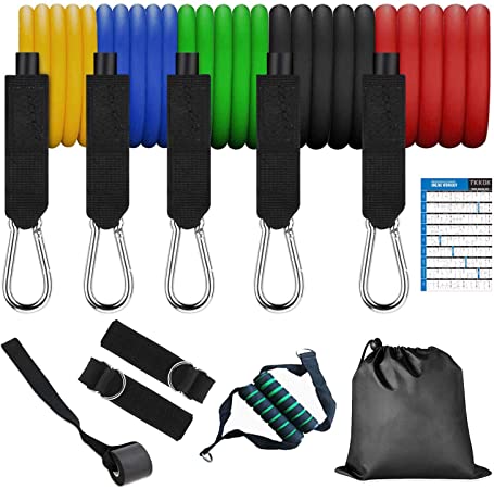 TKKOK Resistance Bands Set Exercise Bands with Legs Ankle Straps for Resistance Training, Physical Therapy Home Workouts 11pcs