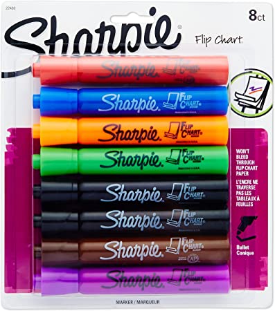 Sharpie 22480PP Flip Chart Markers, Bullet Tip, Assorted Colors, 8-Count