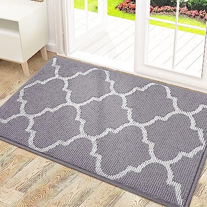 OLANLY Indoor Door Mat, 32" x 20", Non-Slip Absorbent Resist Dirt Entrance Mat, Washable Low-Profile Inside Floor Mat, Durable Front Back Door Mat Welcome Mat for Entry, Grey