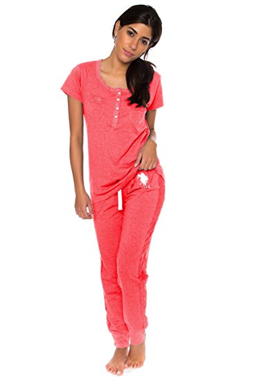 U.S. Polo Assn. Women's Short Sleeve Shirt and Long Pajama Pants Sleepwear Set