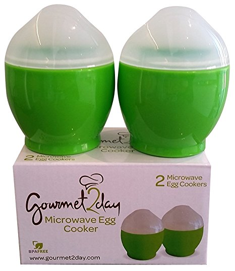 Microwave Egg Cooker for scrambled and poached eggs in seconds – FREE Egg Recipe eBook - Includes 2 microwavable egg cups – Perfect size for a quick snack / meal on the go or at the office