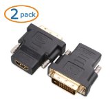 Cable Matters 2 Pack Gold-Plated DVI to HDMI Male to Female Adapter