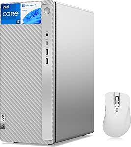 Lenovo IdeaCentre 14 Newest i7 Tower Desktop, Intel i7-14700, 32GB DDR5 RAM, 1TB SSD, HDMI, Wi-Fi 6, VGA, Bluetooth, Windows 11 Home, with THUNDEROBOT White Wireless Mouse Bundle