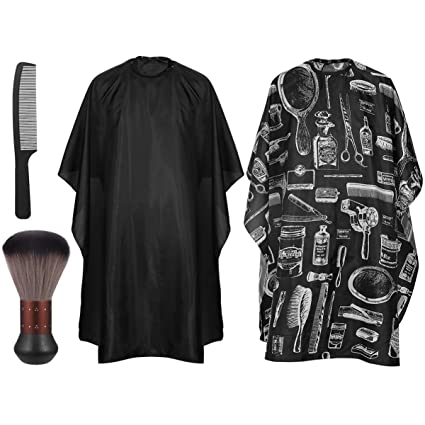 Salon Barber Cape with Snap Closure, Frcolor 2 Pack Professional Hair Cutting Cape with Neck Duster Brush and Black Hair Comb