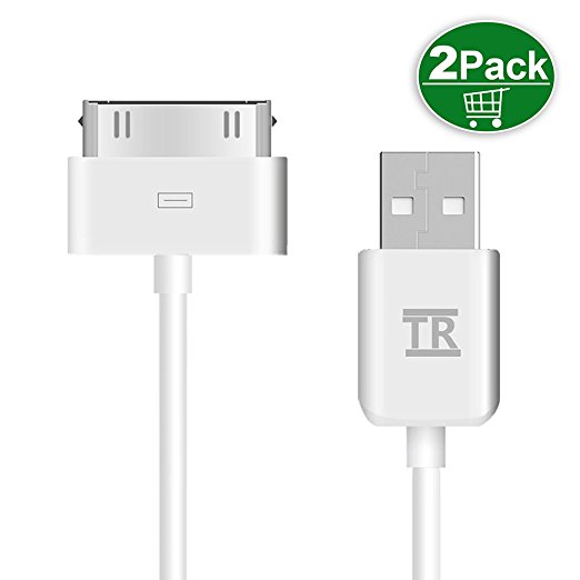 iPhone 4s Cable,iPad 2 Cable,TechRise 2-Pack APPLE MFI CERTIFIED Sync and Charging Cable (Length 1 Meter) for iPhone 4/4S, iPhone 3G/3GS, iPad 1/2/3, iPod - White