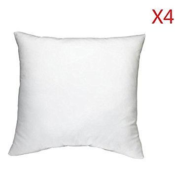 EVERMARKET(TM) Square Poly Pillow Insert, 16" L X 16" W, White - 4 Packs