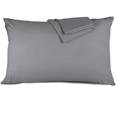 Lighting Mall Pillowcases Queen, 100% Brushed Microfiber Ultra Soft Pillow Covers Standard Size with Envelope Closure End - Wrinkle Free, Stain Resistant, Allergy Protection (Set of 2, Gray)