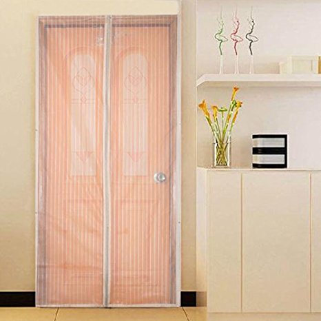 Flyzzz Magnetic Polyester Fabric Screen Door, Dense Curtain Mesh for Patio, Gazebo, and Front Doors, Hands-Free Entry and Exit (Fits Doors Up to 47x94 Inches Max,White)