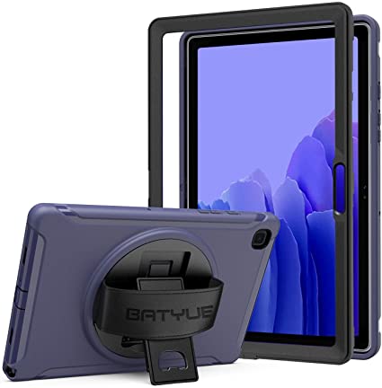 BATYUE Case for Samsung Galaxy Tab A7 10.4 2020, Heavy Duty Rugged Shockproof Protective Case with Hand Strap Rotating Kickstand for Galaxy Tab A7 10.4 Inch SM-T500/T505/T507 (Blue)