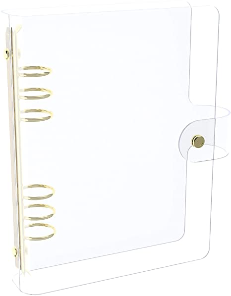 Discagenda Clarity Transparent See Through Clear PVC Planner Personal Organizer Binder Cover (Ringbound, A5 Size - Gold)