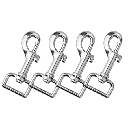 Zelta Swivel Lobster Claw Clasp Spring Loaded Snap Trigger Clip Zinc Alloy 3.1 x 1 Inch, Pack of 4 (Silver)