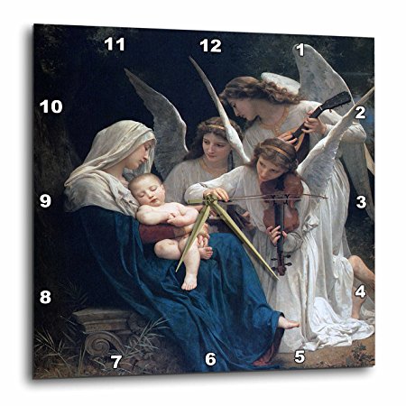 3dRose dpp_173840_3 Song of The Angels, Adolphe William Biographic Playing for Baby Jesus-Wall Clock, 15 by 15-Inch