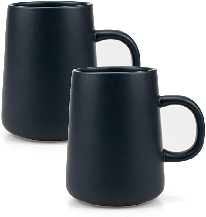 Foraineam Set of 2 Coffee Mugs 15 Ounce Smooth Frosted Ceramic Tea Cup Restaurant Drinking Cups