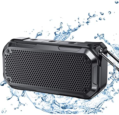 Waterproof Bluetooth Speaker, IPX7 Waterproof Speaker Bluetooth Wireless Outdoor Portable Speakers TWS Stereo Rich Bass 12H Playtime with Microphone for Shower Bath Pool Boat Beach Home Party Travel