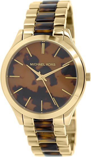 Michael Kors Watches Slim Runway Women's Watch (Gold and Horn)