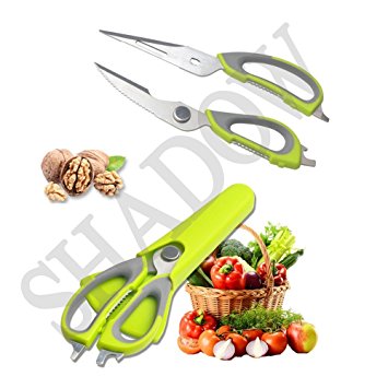 Multi-function Kitchen Shears & Best Multi Purpose Utility Scissors /Ideal as Chicken, Poultry, Fish, Meat & Herb Scissors / Ultra-Sharp & Strong Blades Stainless Steel with Ergonomic Handle