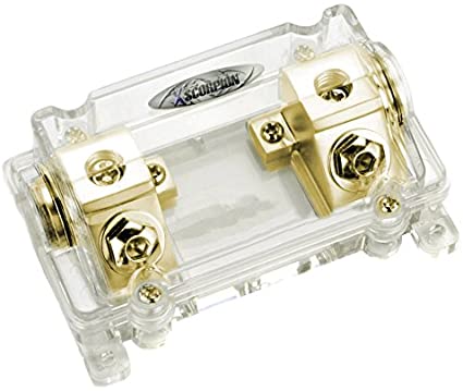 Xscorpion ANL4040G Gold ANL Inline Fuse Holder with 0/2 Gauge Input & Output with Adapters