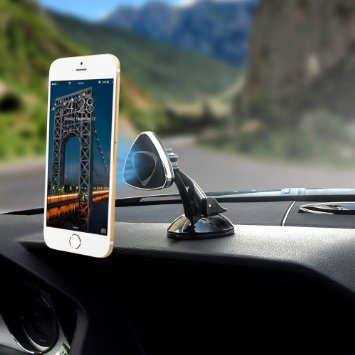 JR Car Magnetic Universal Holder/ Smart Phone Car Mount with Suction for Dashboard / Windshield - Cell Phone Holder Compatible with Virtually any Smartphone Suitable For iPhone, Samsung or More