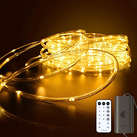 Govee 66ft LED Rope Lights, Outdoor Fairy Lights, IP65 Waterproof String Lights 2400K Warm White via Remote Control and Control Box for Home Decor, Garden, Bedroom, Patio, Wedding, Pool